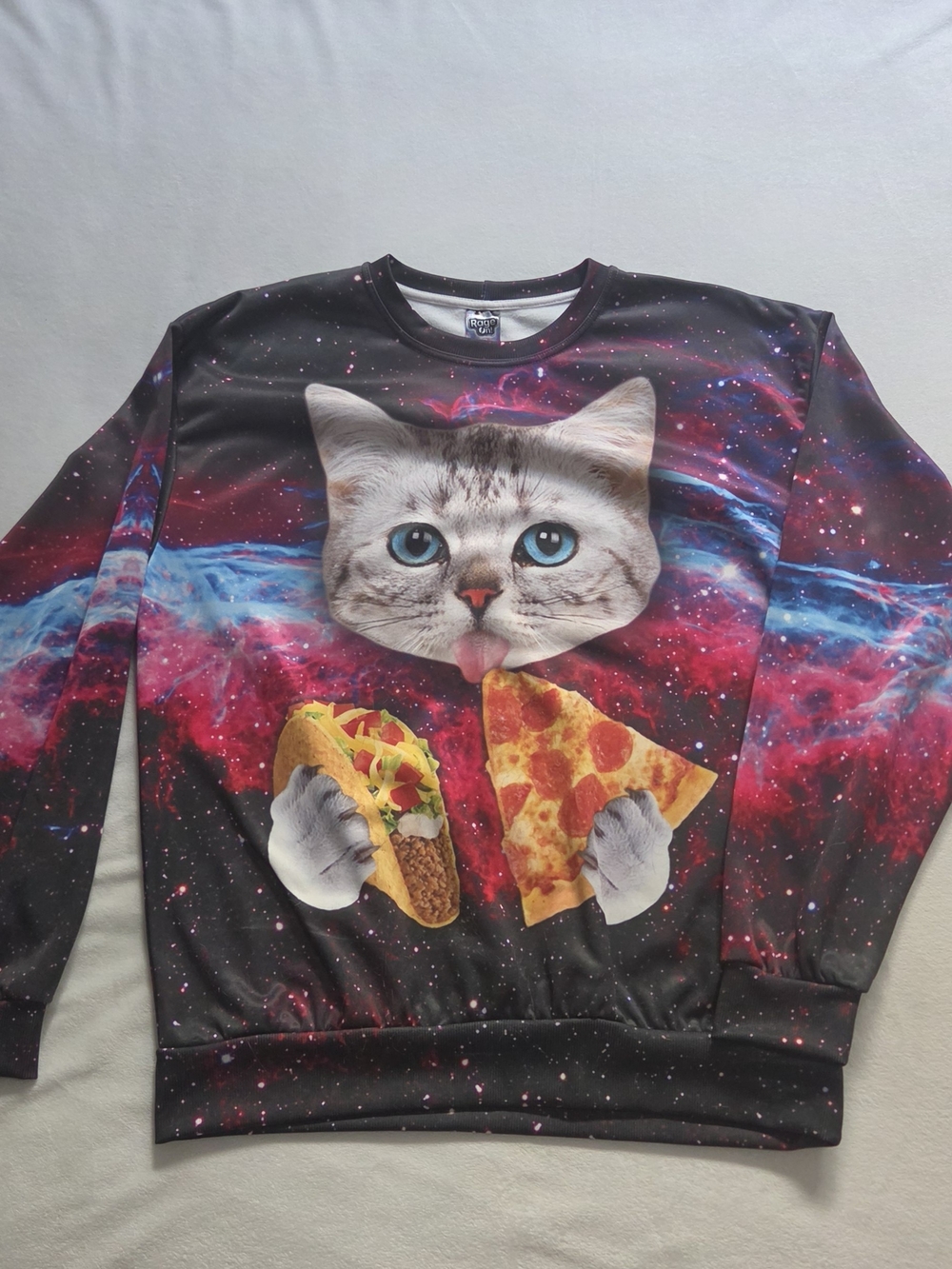 Novelty Cat Galaxy Sweatshirt in Black and Multicolor